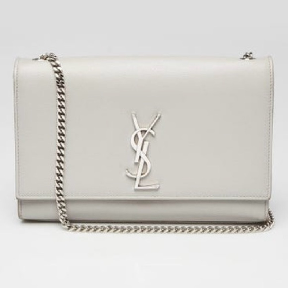 SAINT LAURENT  Grain De Poudre Medium Classic Monogram Kate Satchel Souris Bag